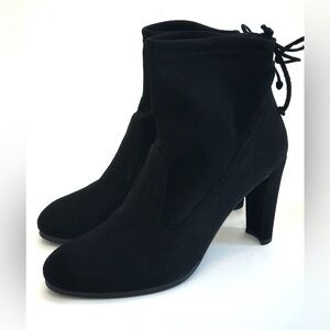Stuart Weitzman Perfection Black Suede Leather  Ankle Boots Sz 9.5